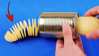 با این روش ساده قوطی کنسرو را به رنده سیب زمینی تبدیل کنید