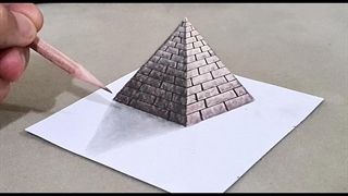 هرم نقاشی سه بعدی روی کاغذ برای مبتدیان