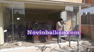 شیشه بالکن کشویی یا تراس شیشه ای رستوران فارد فود مشهد وکیل آباد
