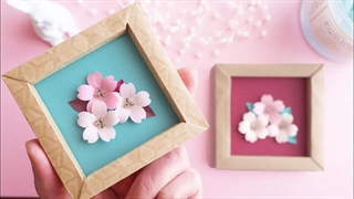 قاب اوریگامی و گل های کاغذی ساکورا