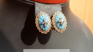 گوشواره فیروزه زیبا و مجلسی با روکش آب طلا در جواهری بینا