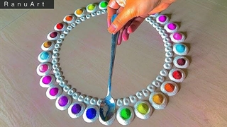 هنرنمایی خانم هندی با رنگولی